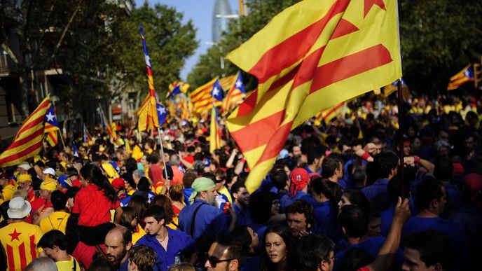 Barcelona, demonstrace Katalánců za možnost hlasovat o nezávislosti