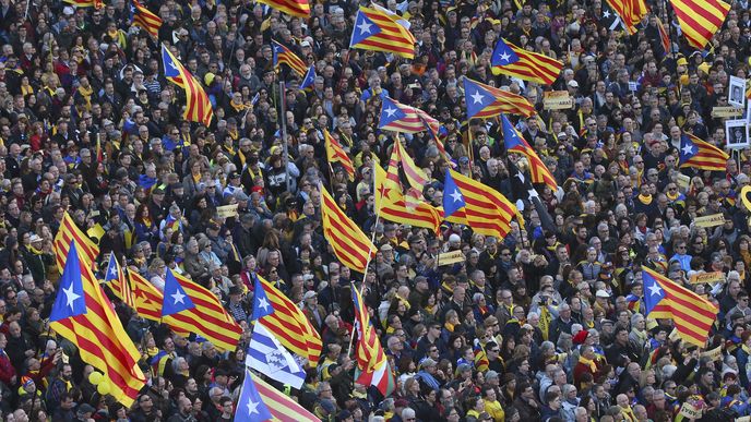 V Barceloně 11. března demonstrovalo 45 tisíc lidí za nezávislost Katalánska