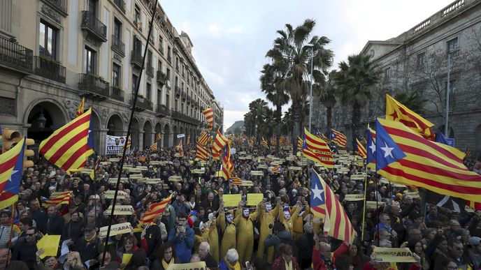 V Barceloně 11. března demonstrovalo 45 tisíc lidí za nezávislost Katalánska