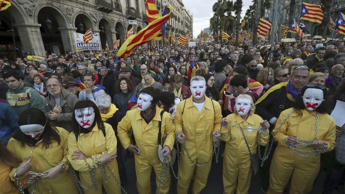 V Barceloně 11. března demonstrovalo 45 tisíc lidí za nezávislost Katalánska