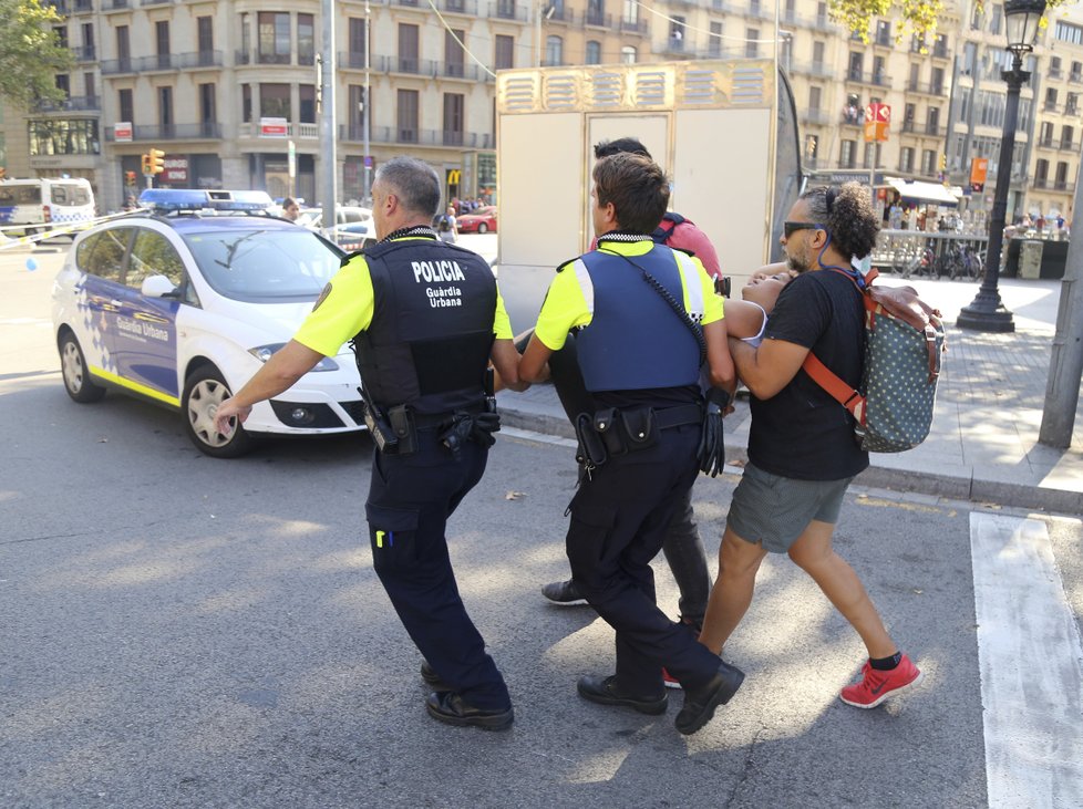 Situace na místě útoku v Barceloně.