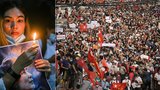 „Pryč s diktaturou!“ Generálové se snaží blokovat internet, tisíce Barmánců protestují