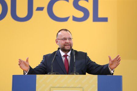 Jan Bartošek při kandidátském projevu na předsedu KDU-ČSL
