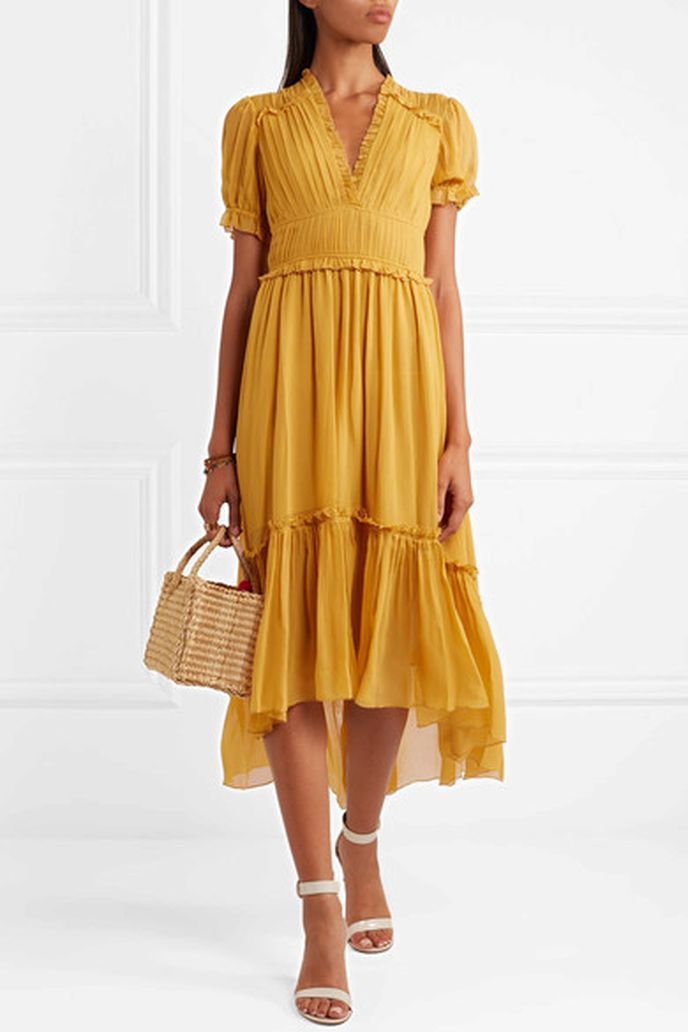 Žluté midi šaty, Ulla Johnson, net-a-porter.com, €770