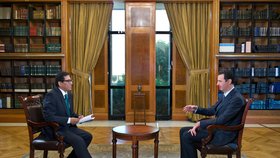 Prezident Bašár Asad při rozhovoru pro venezuelskou televizi