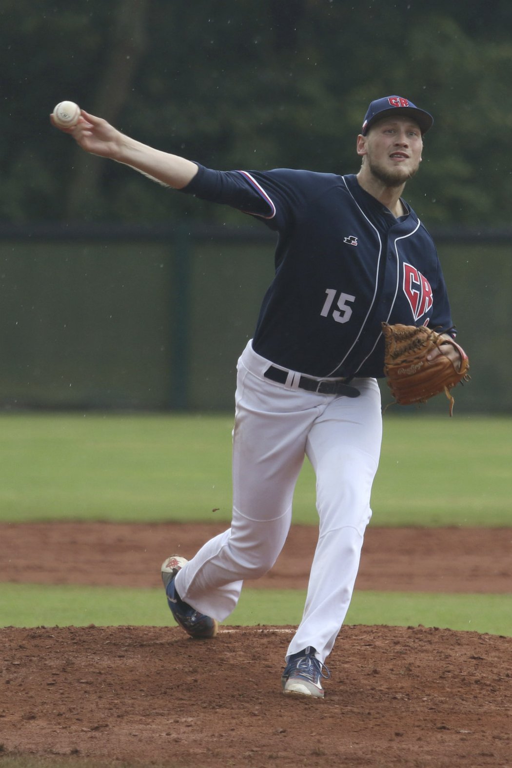 Startující nadhazovač české baseballové reprezentace Marek Minařík v utkaní ME proti Nizozemsku