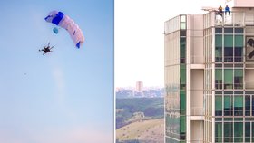 Lovci adrenalinu se vrhli ze 104metrové budovy Empiria v Praze: „Stačí drobný rozdíl a jsi mrtvý,“ říká skokan