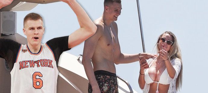 Litevský basketbalista Kristaps Porzingis si užívá dovolenou na jachtě s tajemnou obdařenou blondýnkou