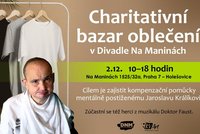 Charitativní bazar, který se uskuteční dne 2. 12. v Divadle Na Maninách v Holešovicích, pomůže handicapovanému Jaroslavovi. Přispějí i známé osobnosti