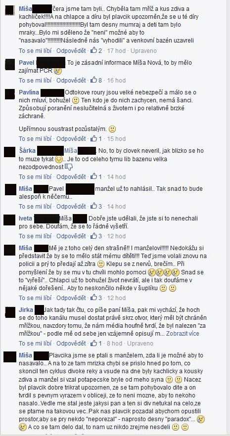 Svědkyně na Facebooku tvrdí, že plavčík na rozbitou mřížku byl upozorněn nejméně třikrát