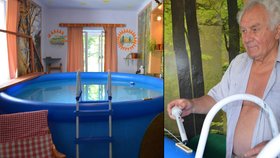 Pan Krakovčík má ve své vile unikátní krytý bazén: je totiž nafukovací!