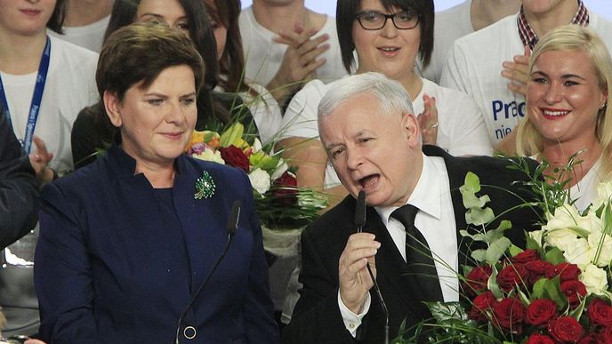 Beata Szydlová a Jarosław Kaczyńsky