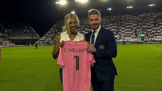 Serena s Davidem před zápasem.