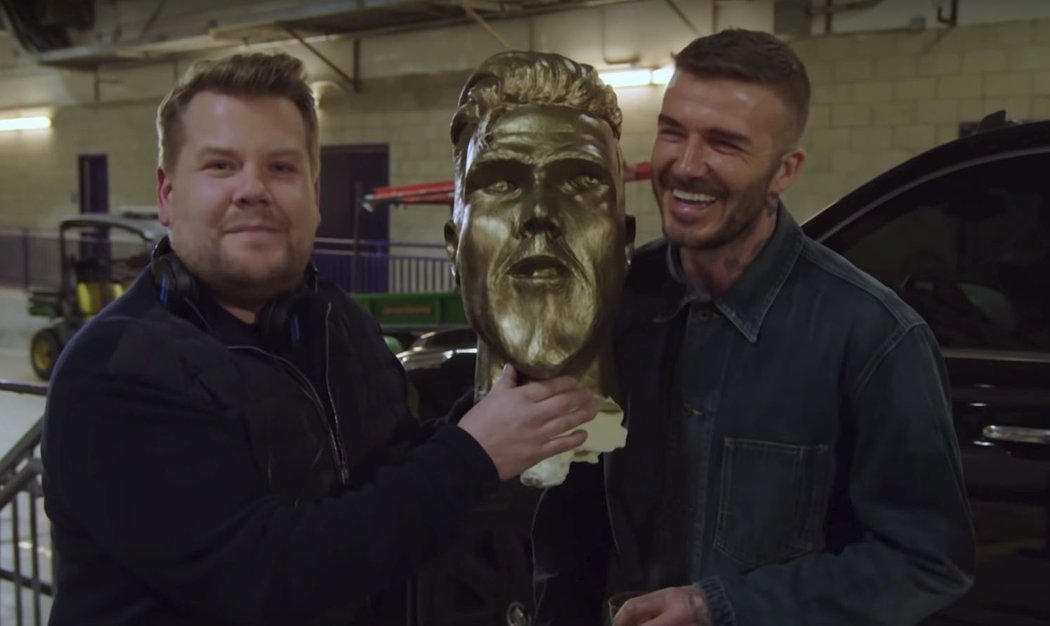 James Corden, hlava &#34;Frankensteina&#34; Beckhama a Beckham samotný