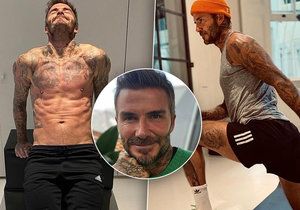 David Beckham cvičí jak o život.