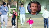 Beckham (ne)doháněl fyzičku s dětmi v Londýně: Dcerka už kope!