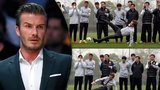 Tak to se nepovedlo: Beckham se vyválel v luxusním oblečení na hřišti