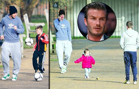 Beckham (ne)doháněl fyzičku s dětmi v Londýně: Dcerka už kope!