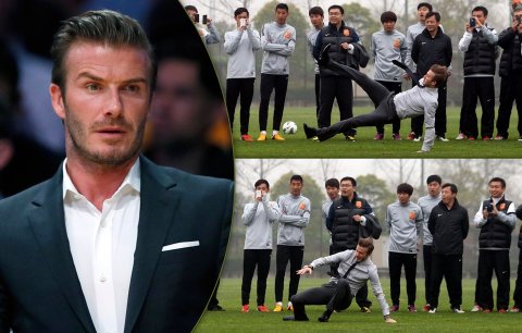 Tak to se nepovedlo: Beckham se vyválel v luxusním oblečení na hřišti