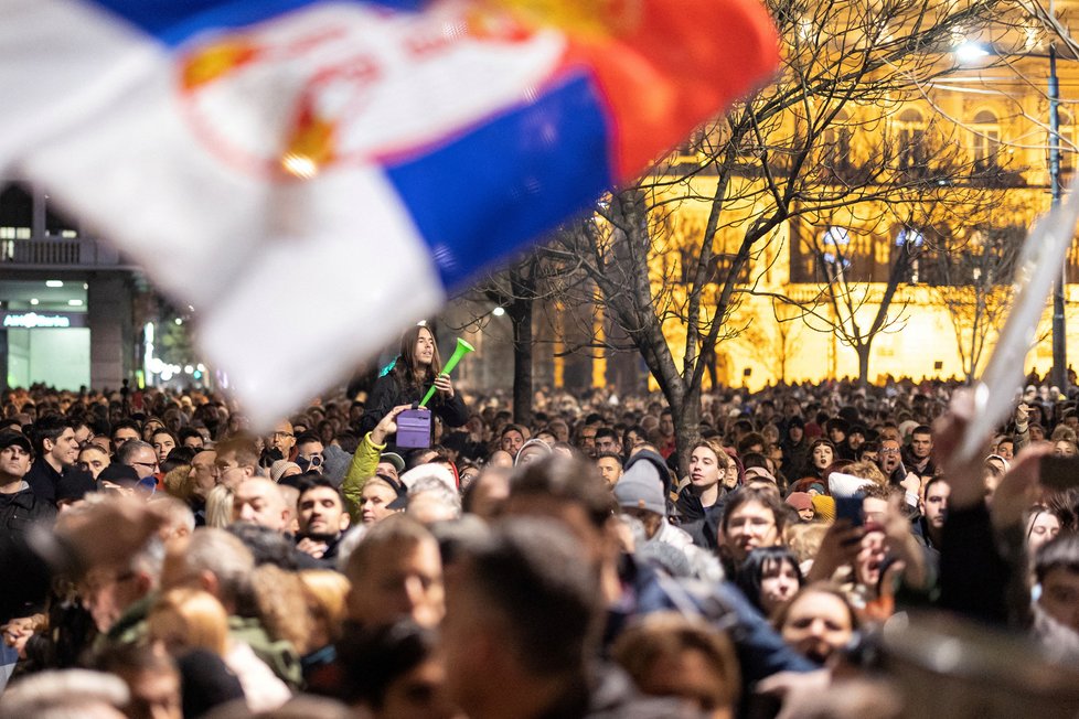 Protesty v Bělehradě (18.12.2023)
