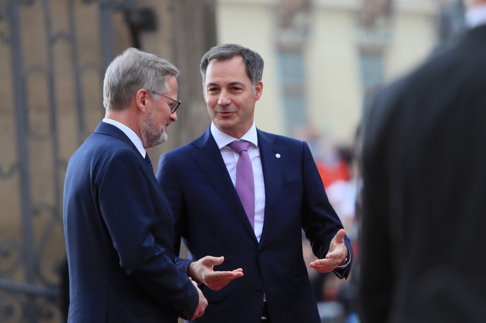 Premiér Petr Fiala (ODS) vítá belgického premiéra Alexandra de Croo