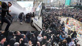 Hajlování, protiimigrantské slogany: Belgické radikály rozháněla vodní děla.