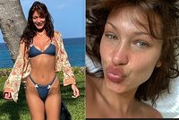Sexy modelka Hadidová odhalila pravou tvář: Opuchlá a bez make-upu skotačila v plavkách!