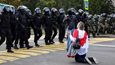 Protivládní protest v běloruském Minsku
