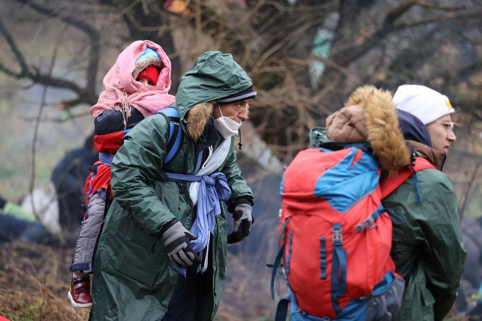 Migranti na hranici mezi Polskem a Běloruskem
