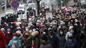 Demonstrace penzistů v Bělorusku.