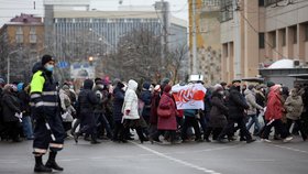 Demonstrace penzistů v Bělorusku.