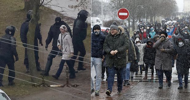 Slzný plyn a ochromující granáty. Při protestech v Bělorusku policie sebrala stovky lidí