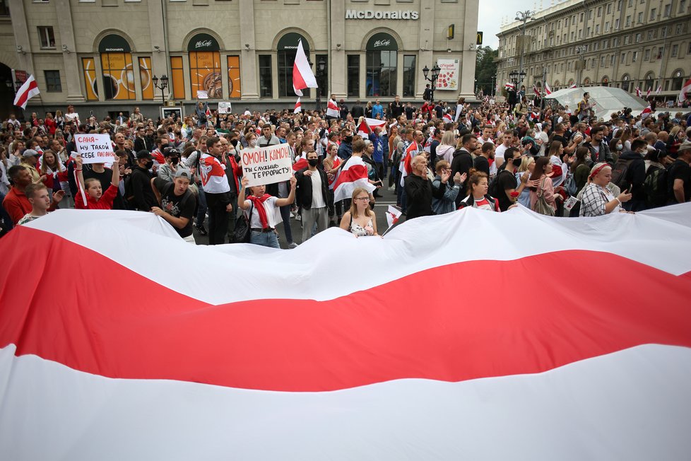 V Bělorusku pokračují protesty proti prezidentu Lukašenkovi, (6. 9. 2020).