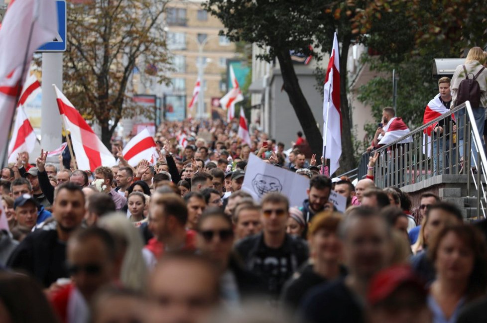 V Bělorusku pokračují protesty proti prezidentu Lukašenkovi, (6. 9. 2020).