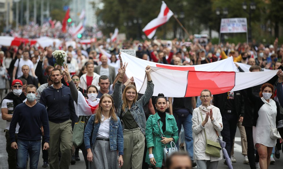 V Bělorusku pokračují protesty proti prezidentu Lukašenkovi, (6. 9. 2020).