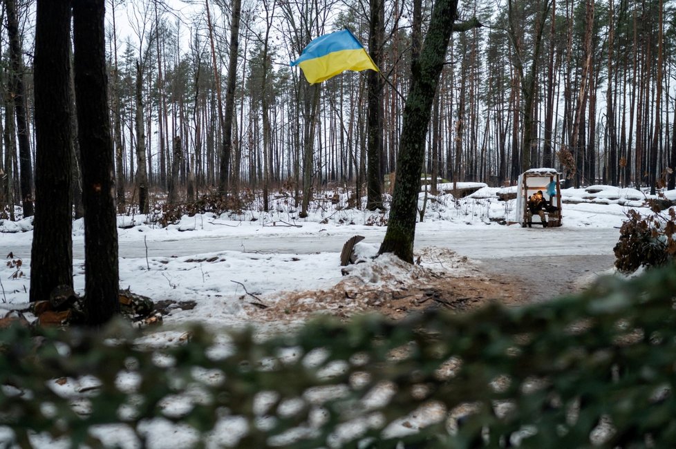 Ukrajinští vojáci u běloruských hranic (29.12.2022)