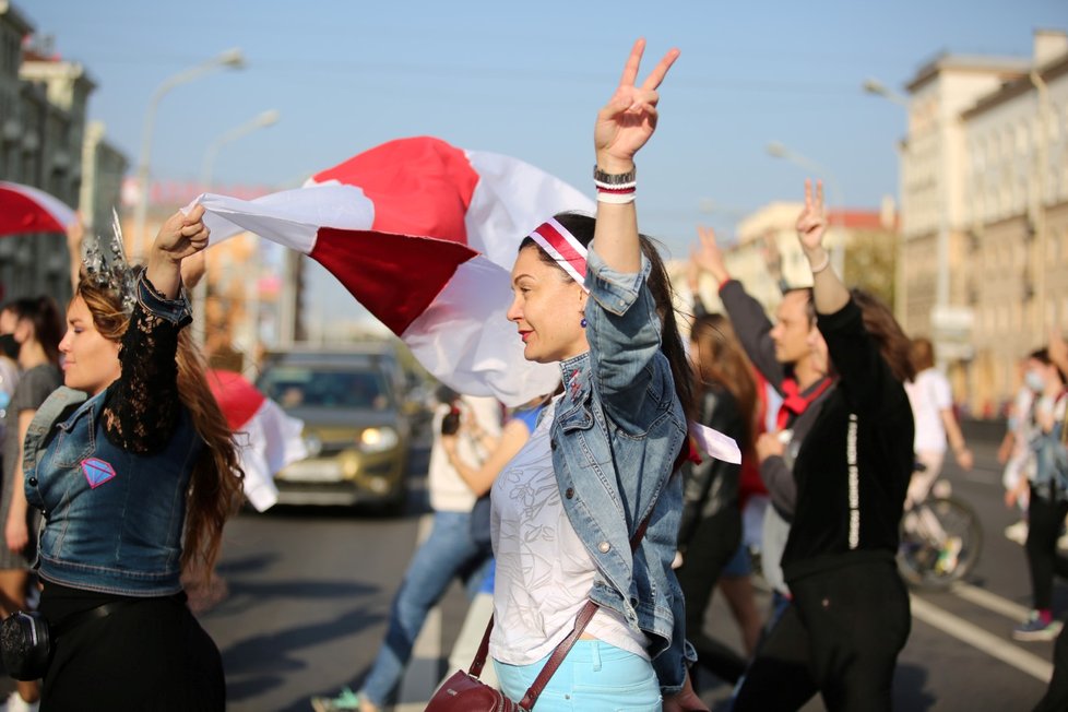 Zatýkání během protestů v Bělorusku (26. 9. 2020)