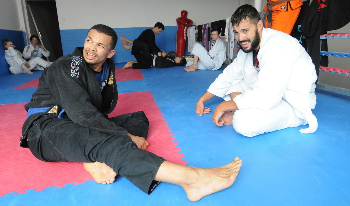 Ben Cristovao a Josef Dostál na konci tréninku brazilského jiu jitsu