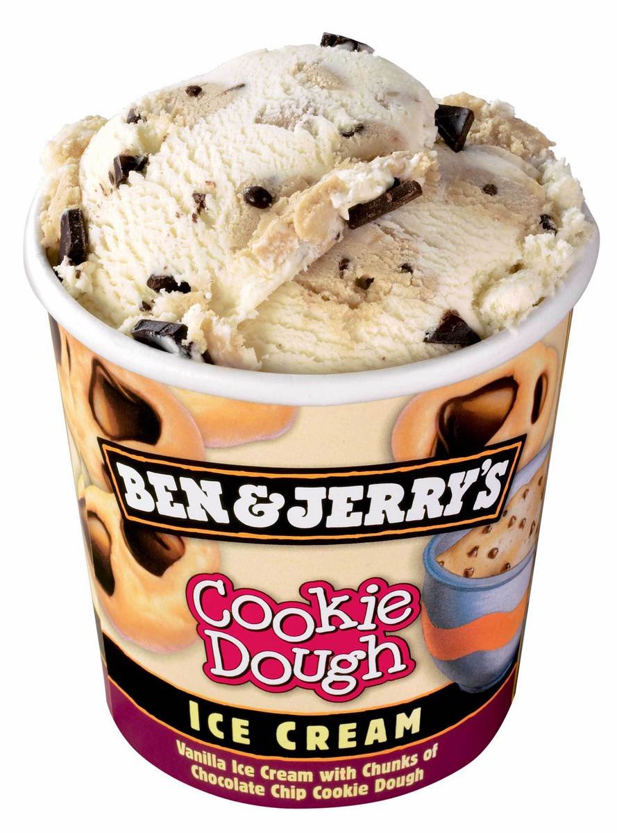 Cookie Dough - Vanilková zmrzlina s velkou porcí čokolády a kusem sušenky.
