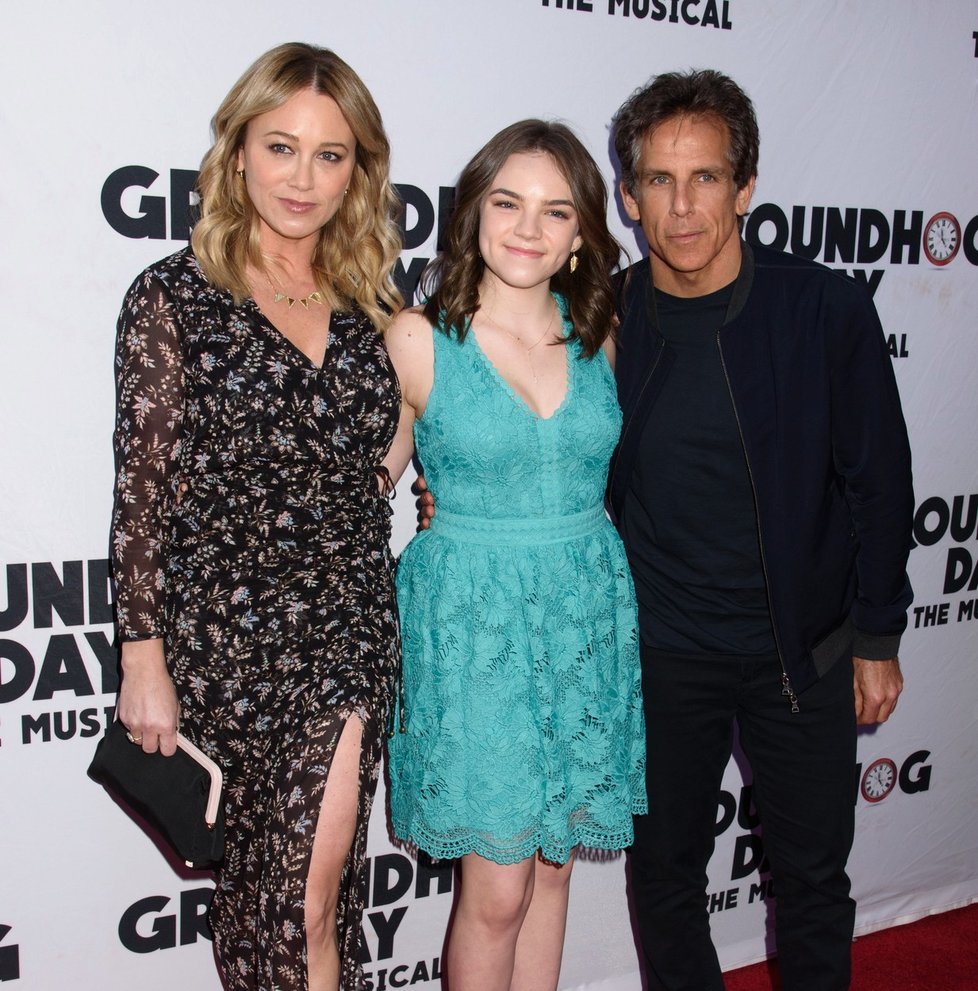 Ben Stiller, Christine Taylor a jejich dcera Ella Stiller