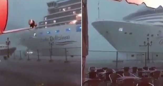 Bouře mávala s výletní lodí v Benátkách jako s hračkou! Byla neovladatelná
