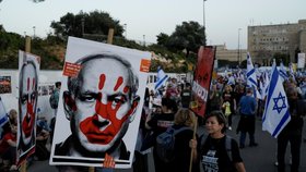 Demonstrace proti Netanjahuově vládě v Jeruzalémě (31.3.2024)
