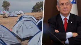 Izraelští demonstranti stanovali v obci, kde premiér Benjamin Netanjahu trávil dovolenou.