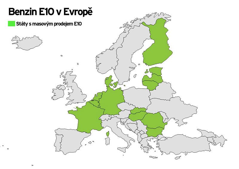 Benzin E10 v Evropě