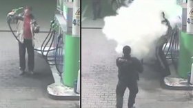 Muž se chtěl na benzínce upálit, policisté mu v tom zabránili