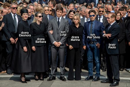 Pohřeb Silvia Berlusconiho: Děti a bratr. (14. 6. 2023)