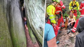 Mladík (16) v Českém ráji se zasekl ve skále: Před vyproštěním ho museli utlumit!