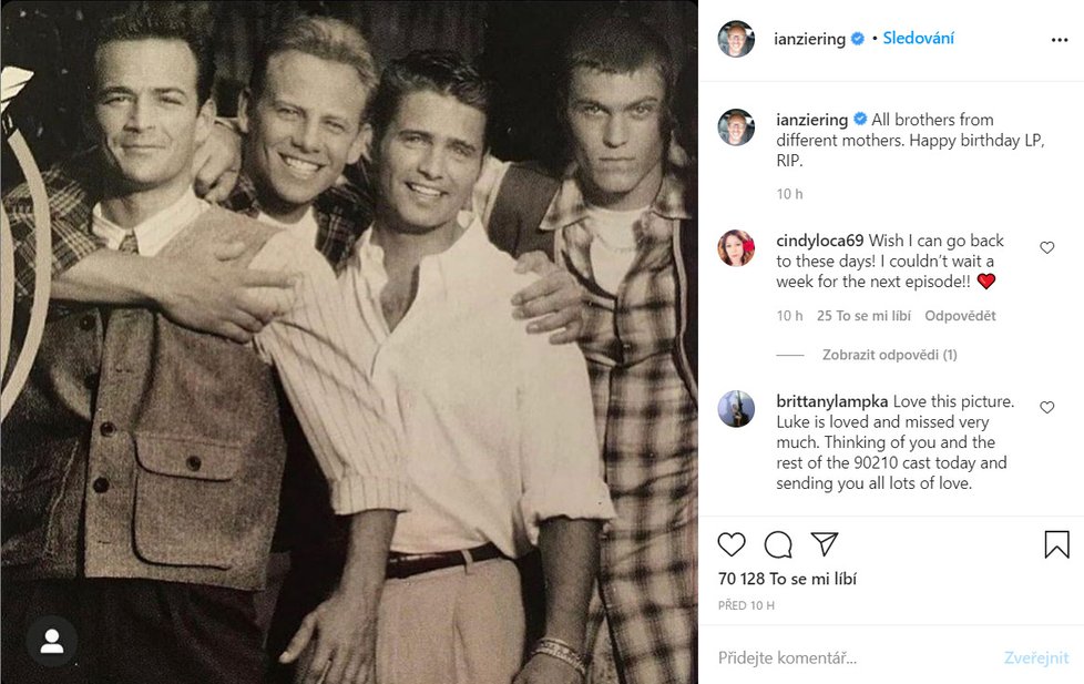 Ian Ziering zavzpomínal na kamarádka z Beverly Hills