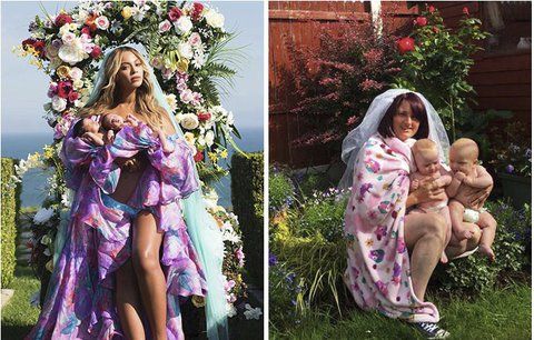 Matky parodují Beyoncé a její fotku s dvojčaty! Snímky jsou k popukání