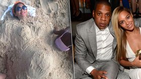Zpěvačka Beyoncé ukázala pod hromadou písku velké břicho: Je snad podruhé těhotná?